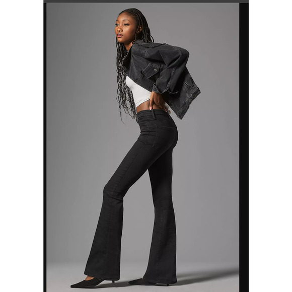 NWT Good American Pull-On Black Flare Jeans-XS - Picture 3 of 5